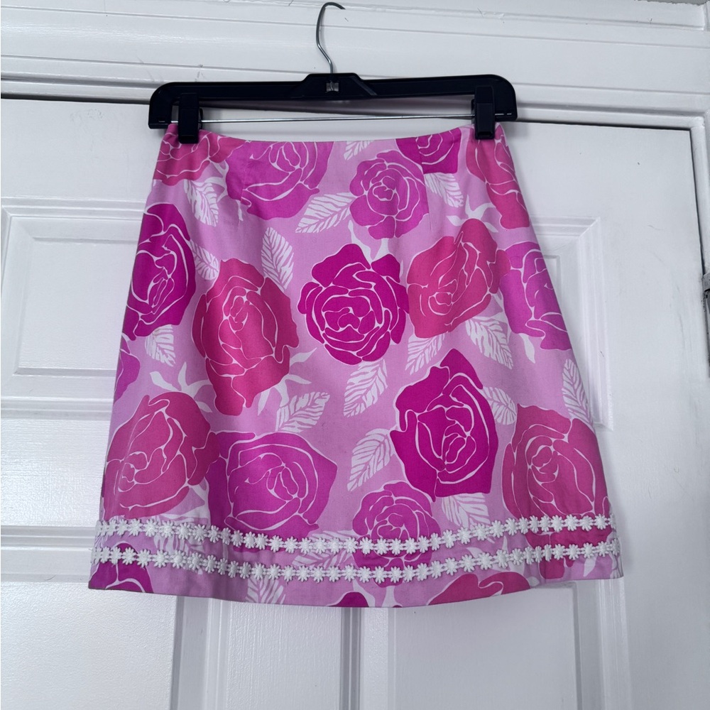 Lilly Pulitzer Pink Floral A-Line Skirt